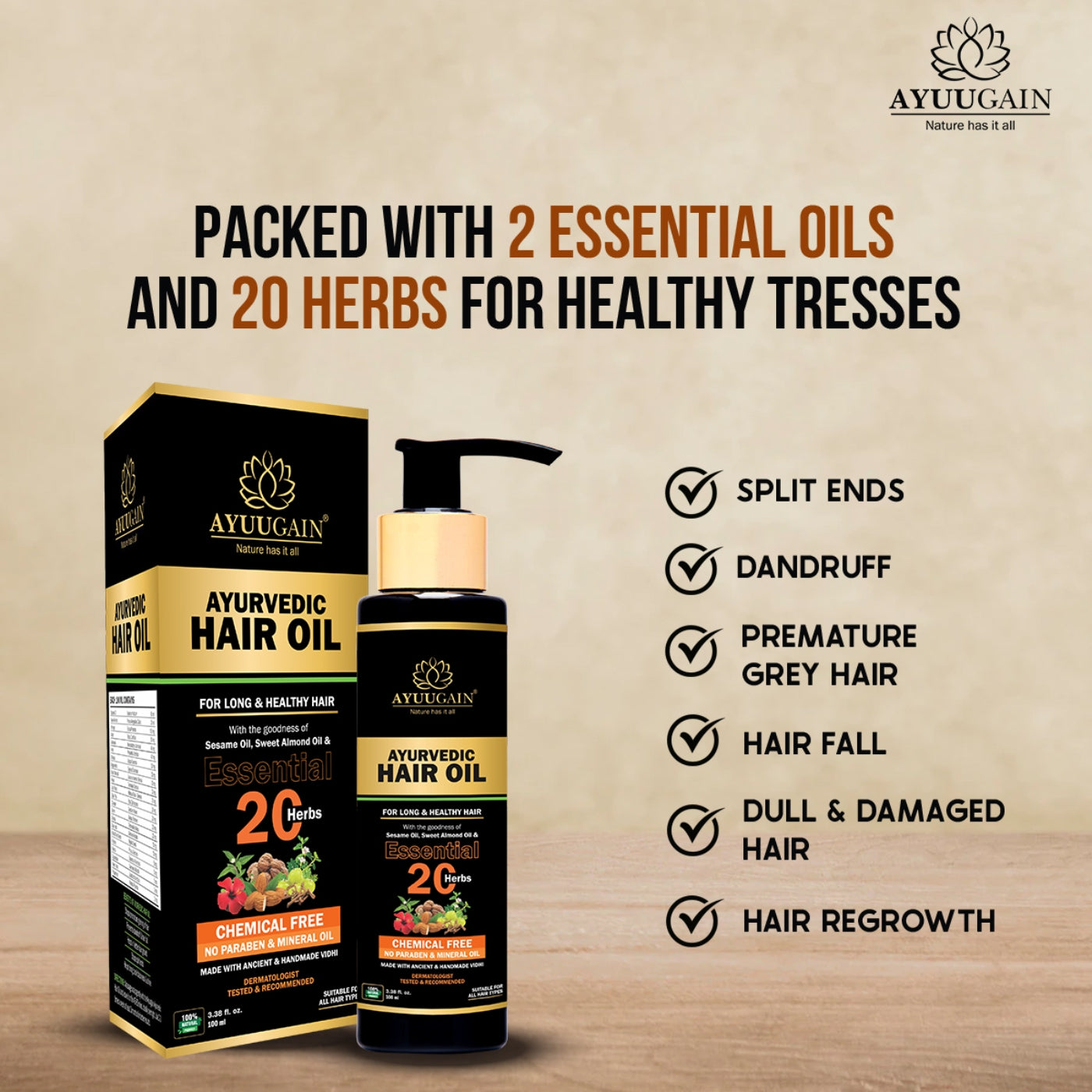 Ayurvedic Hair Oil for Hair Fall & Growth