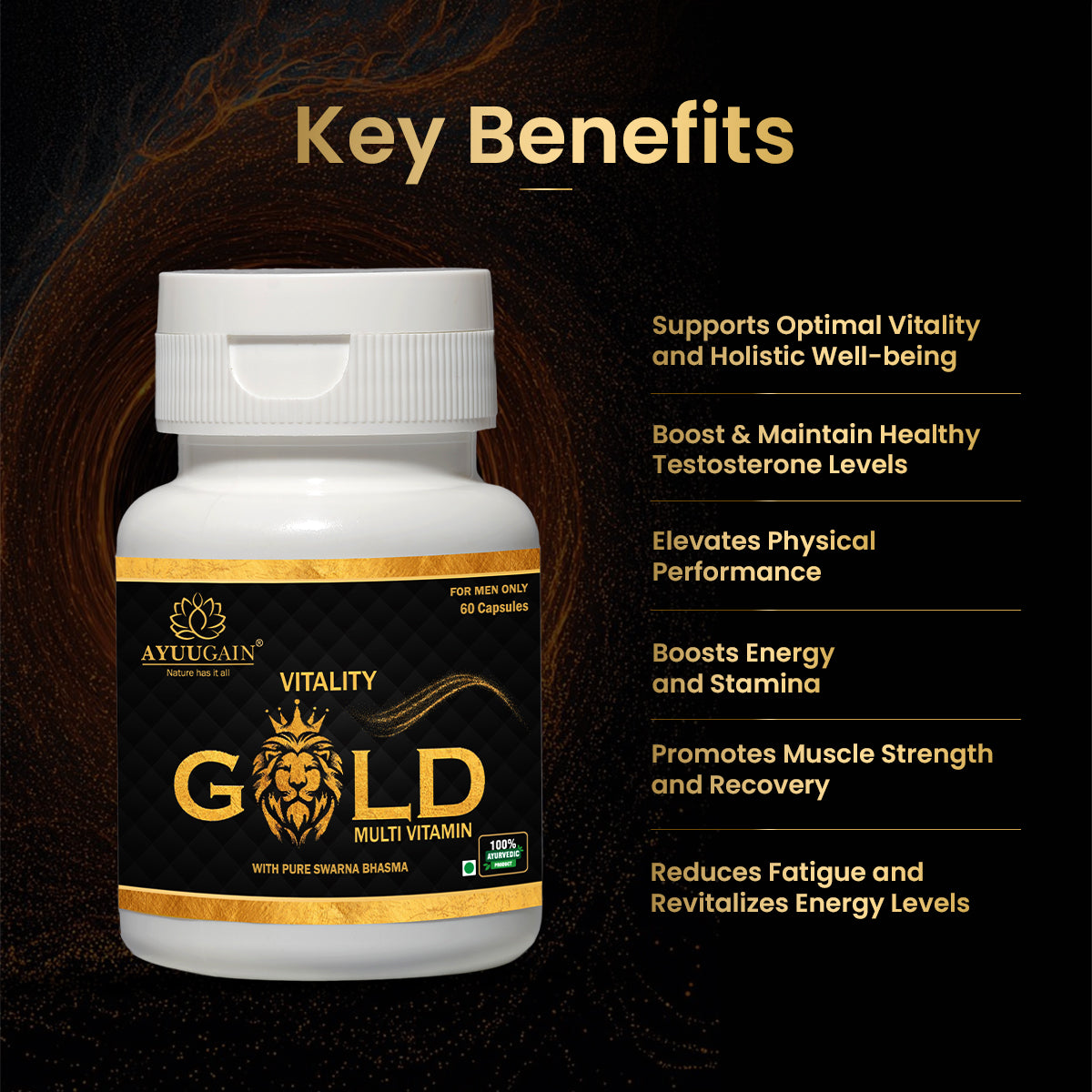 Vitality Gold Multivitamin for Men - Ayurvedic Supplement