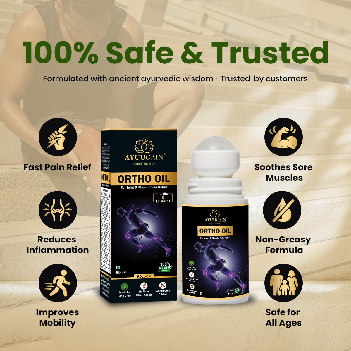 Ortho Oil Roll On For Joint & Muscle Pain Relief