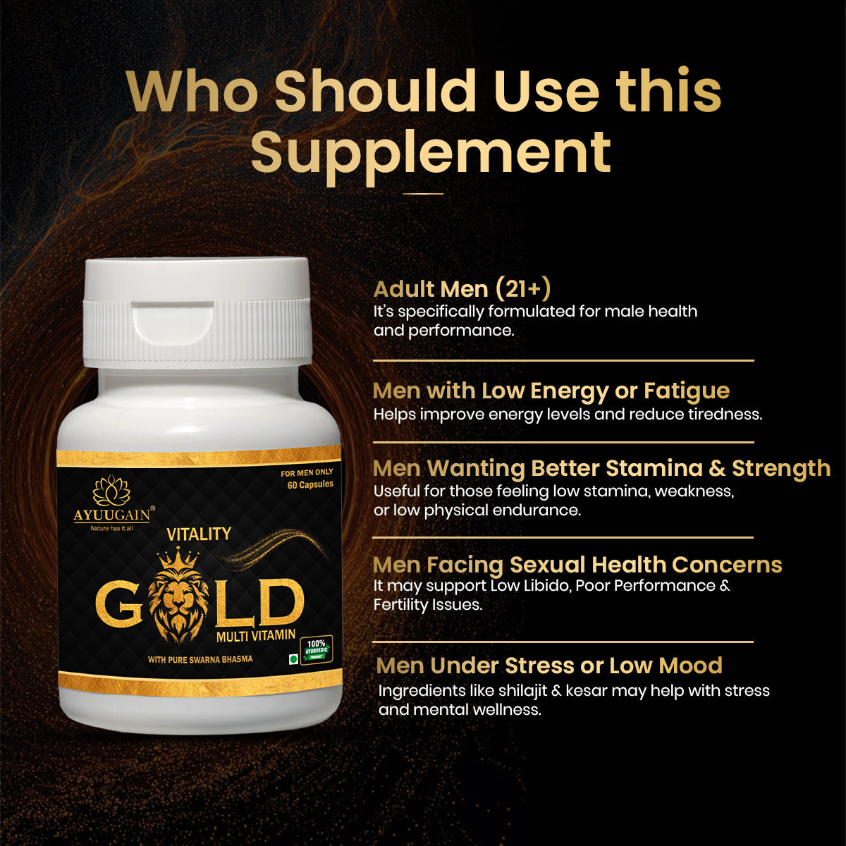 Vitality Gold Shilajit Multivitamin for Men - 60 Capsules